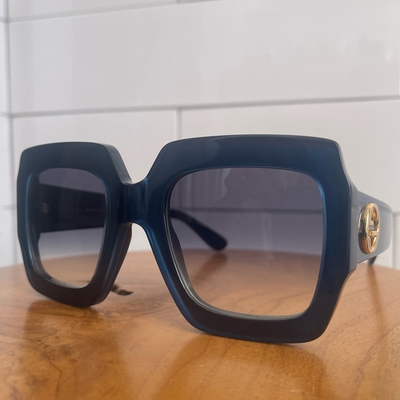 Authentic Gucci Oversized Sunglasses 0178s Blue - Picture 2 of 10